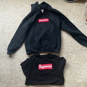 Boy’s Large Supreme Hoodie and T-Shirt (knockoff)